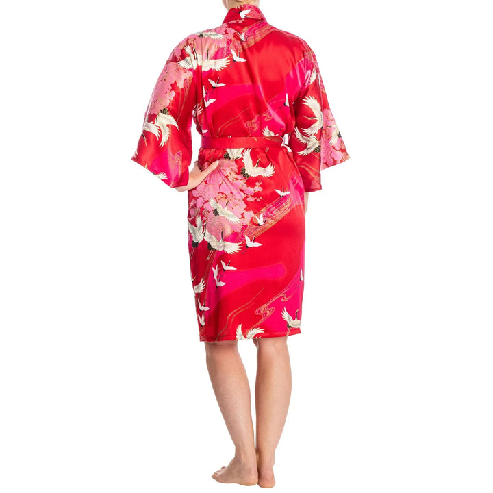 Crane Short Silk Kimono