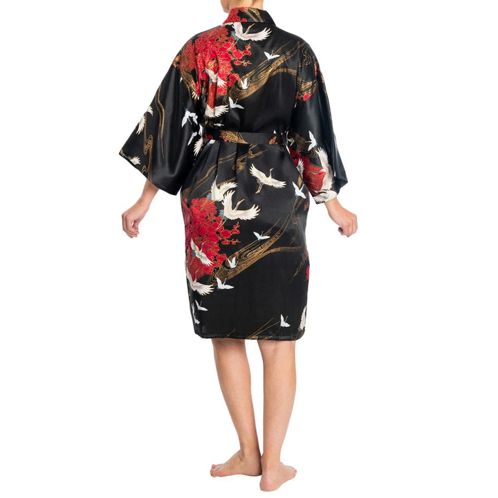 Crane Short Silk Kimono